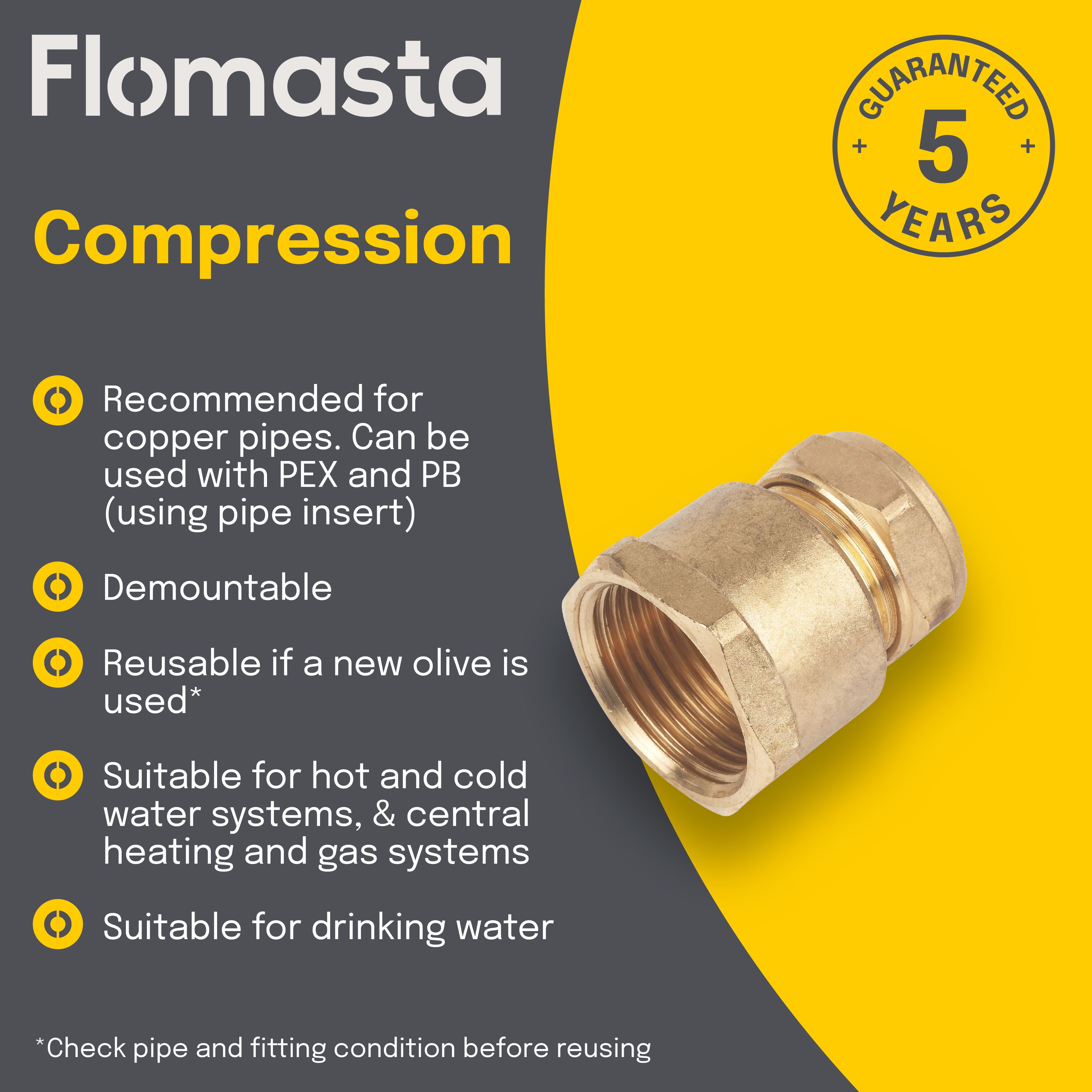 Plumbsure Compression Straight Coupler (Dia)22mm (Dia)19.05mm 22mm