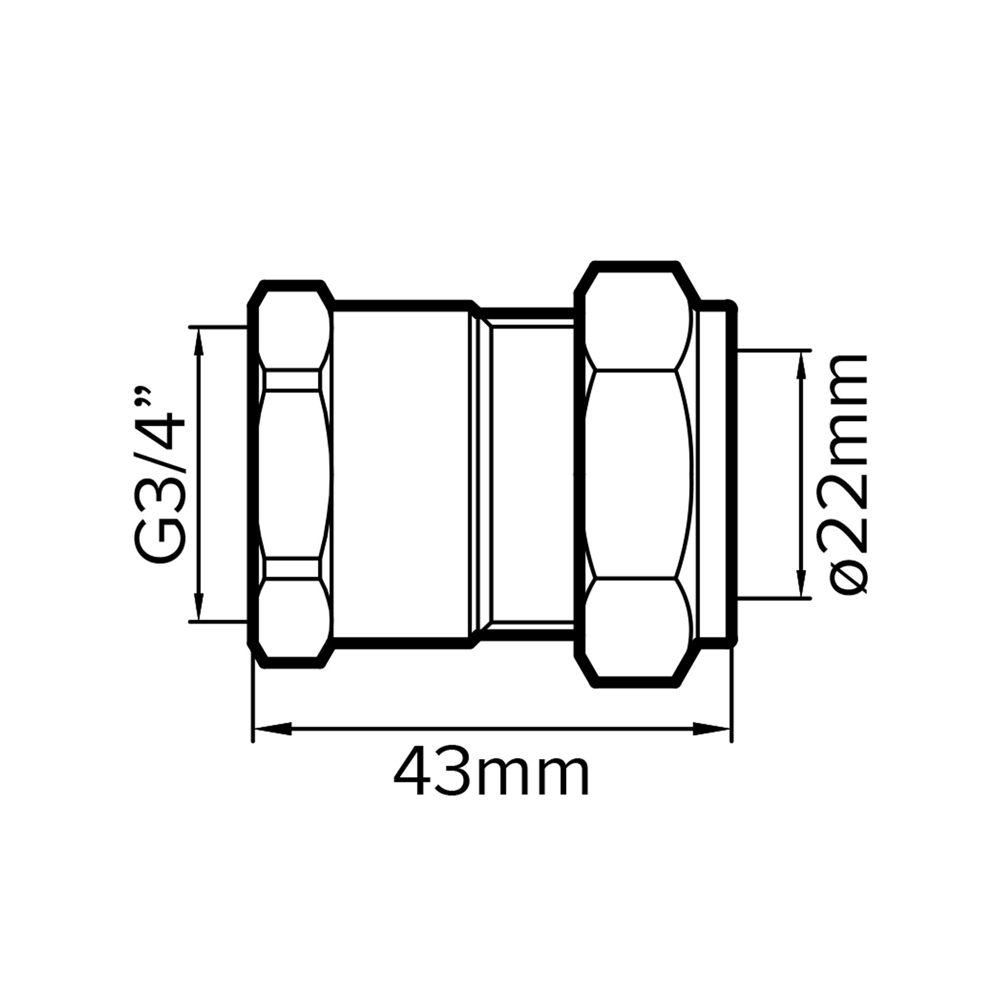 Plumbsure Compression Straight Coupler (Dia)22mm (Dia)19.05mm 22mm