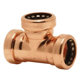 Plumbsure Copper Push-fit Equal Tee (Dia)15mm, Pack of 5