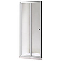 Plumbsure Silver effect Clear Bi-fold Shower Door (H)185cm (W)80cm