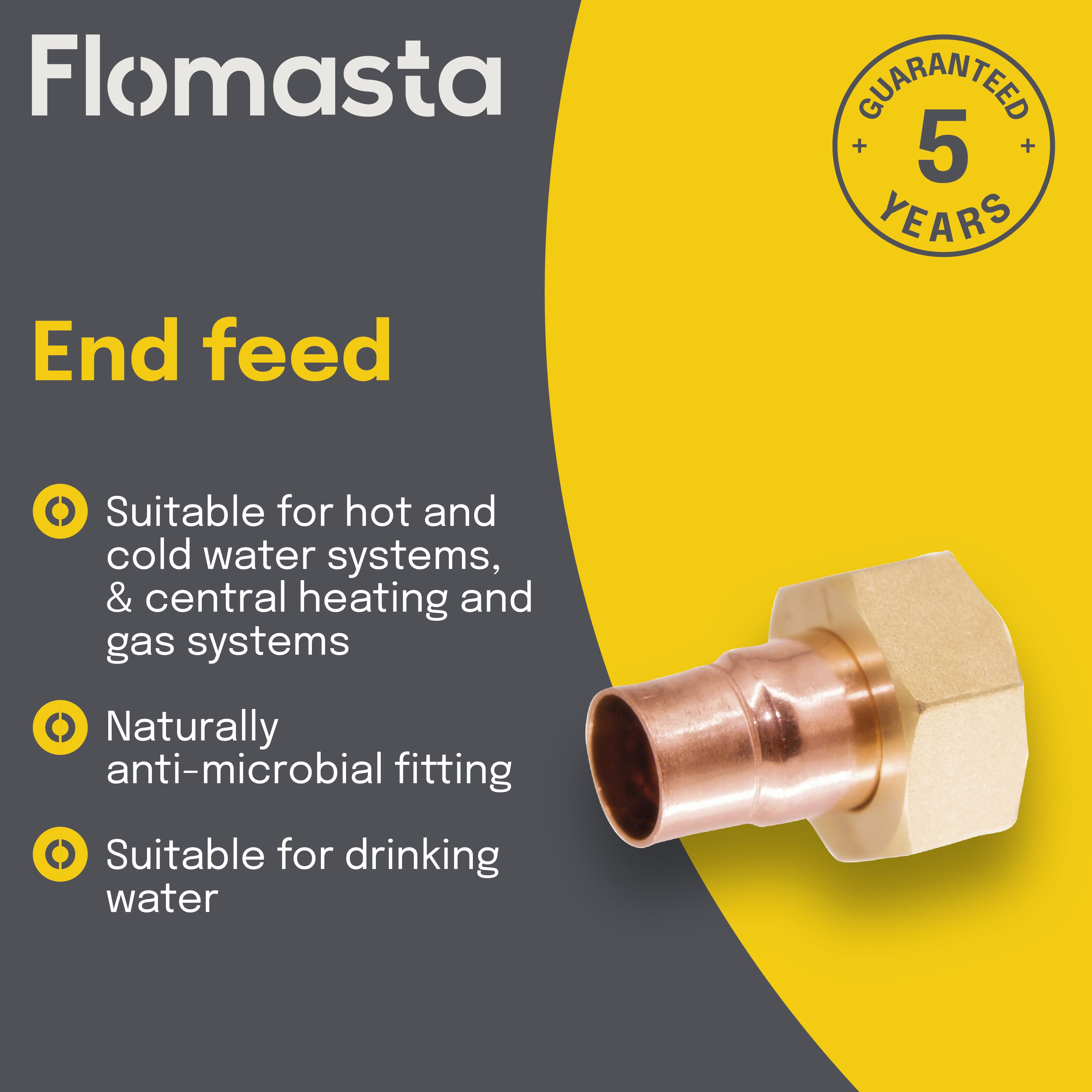 Plumbsure Straight End feed Tap connector 15mm x ½"
