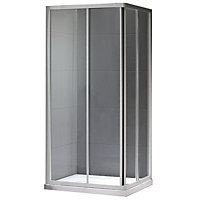 Plumbsure Universal Square Shower Enclosure & tray with Double sliding doors (W)760mm (D)760mm