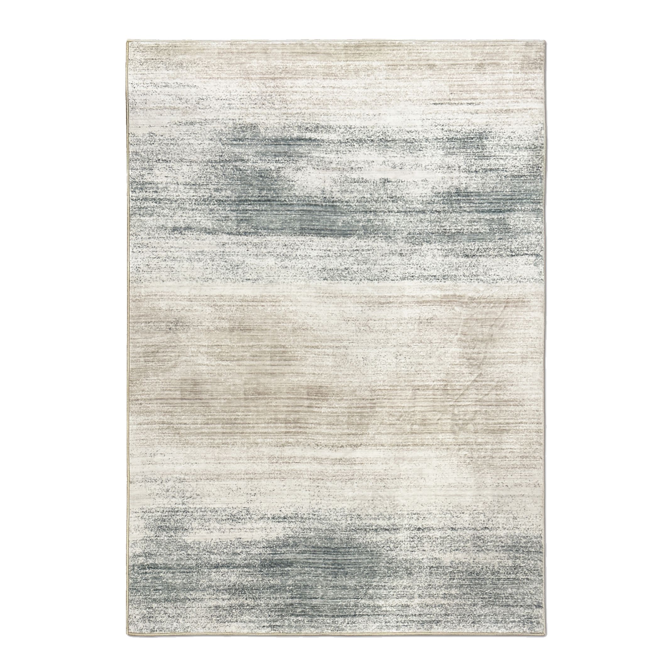 Plush Teal & Beige Tonal Fur effect Medium Rug, (L)170cm x (W)120cm