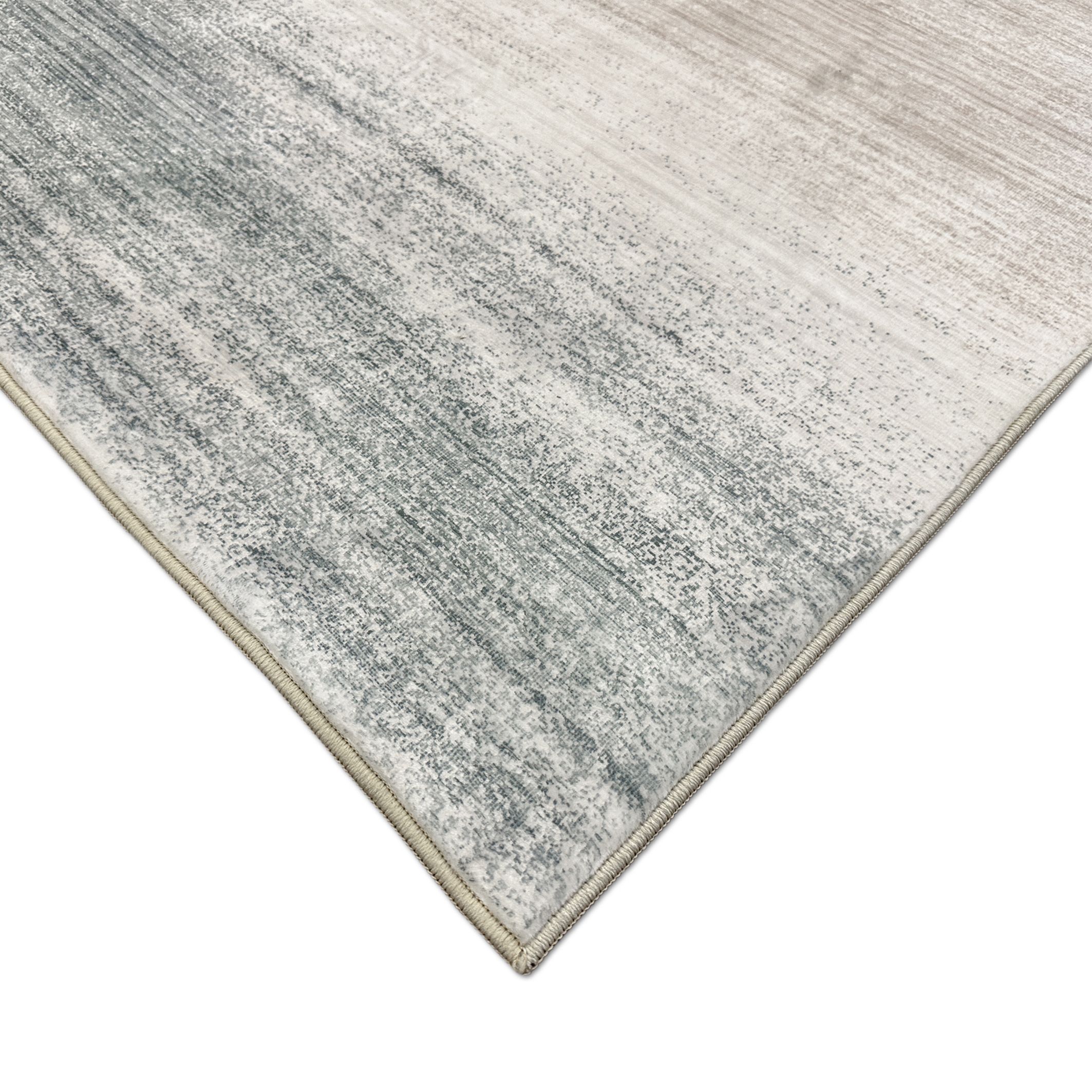 Plush Teal & Beige Tonal Fur effect Medium Rug, (L)170cm x (W)120cm
