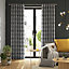 Podor Grey Check Lined Eyelet Curtain (W)167cm (L)183cm, Pair