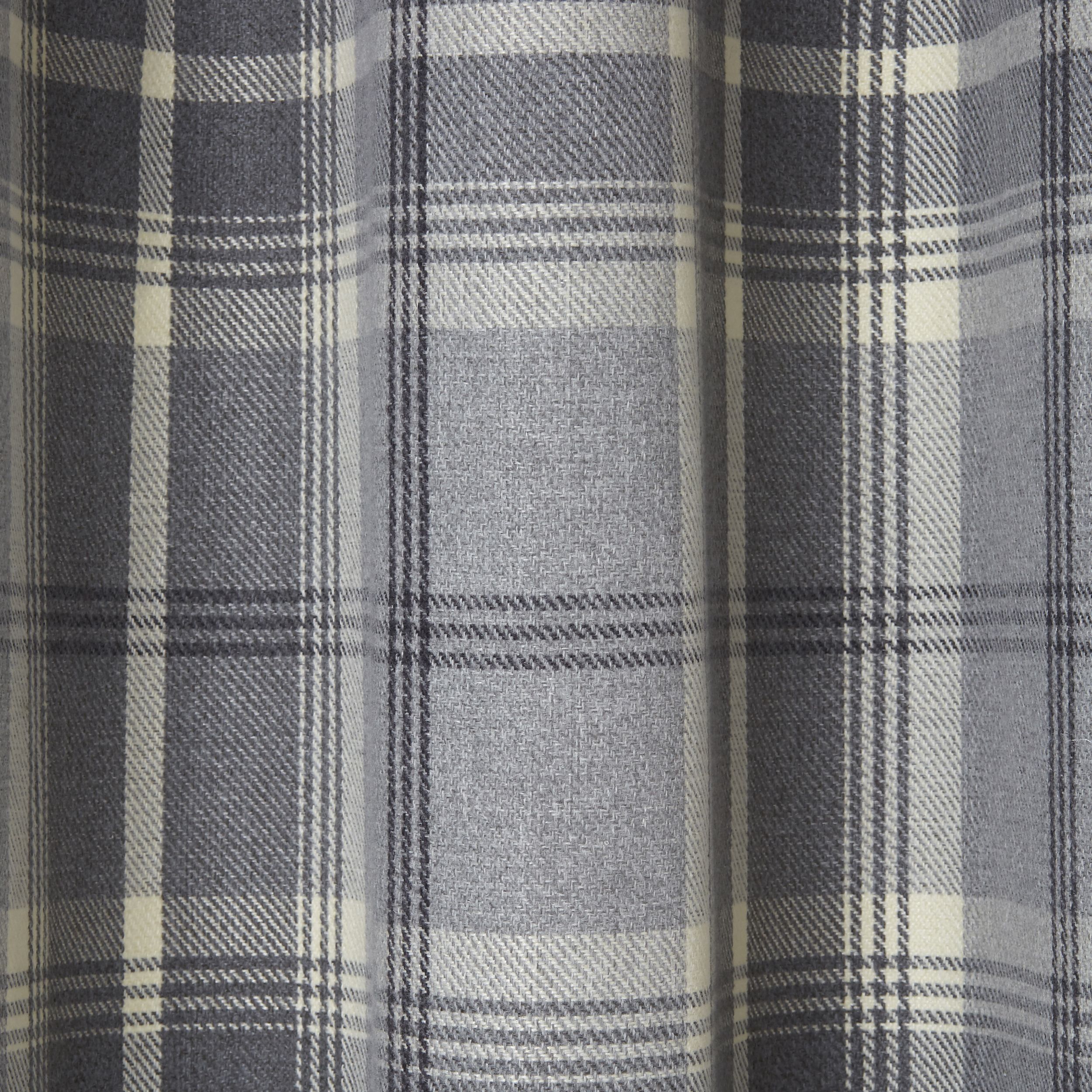 Podor Grey Check Lined Eyelet Curtain (W)167cm (L)228cm, Pair