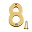 Polished Brass effect Metal House number 8, (H)75mm (W)48mm