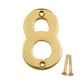 Polished Brass effect Metal House number 8, (H)75mm (W)48mm
