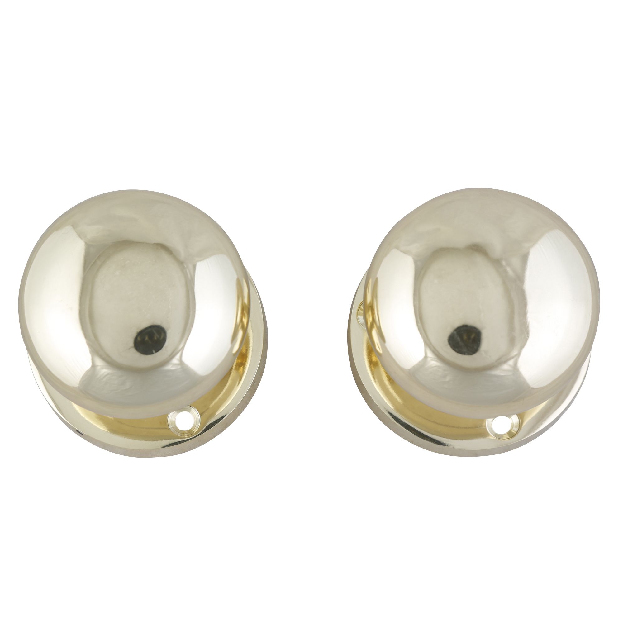 Polished Brass effect Zamac Round Door knob (Dia)59mm, Pair