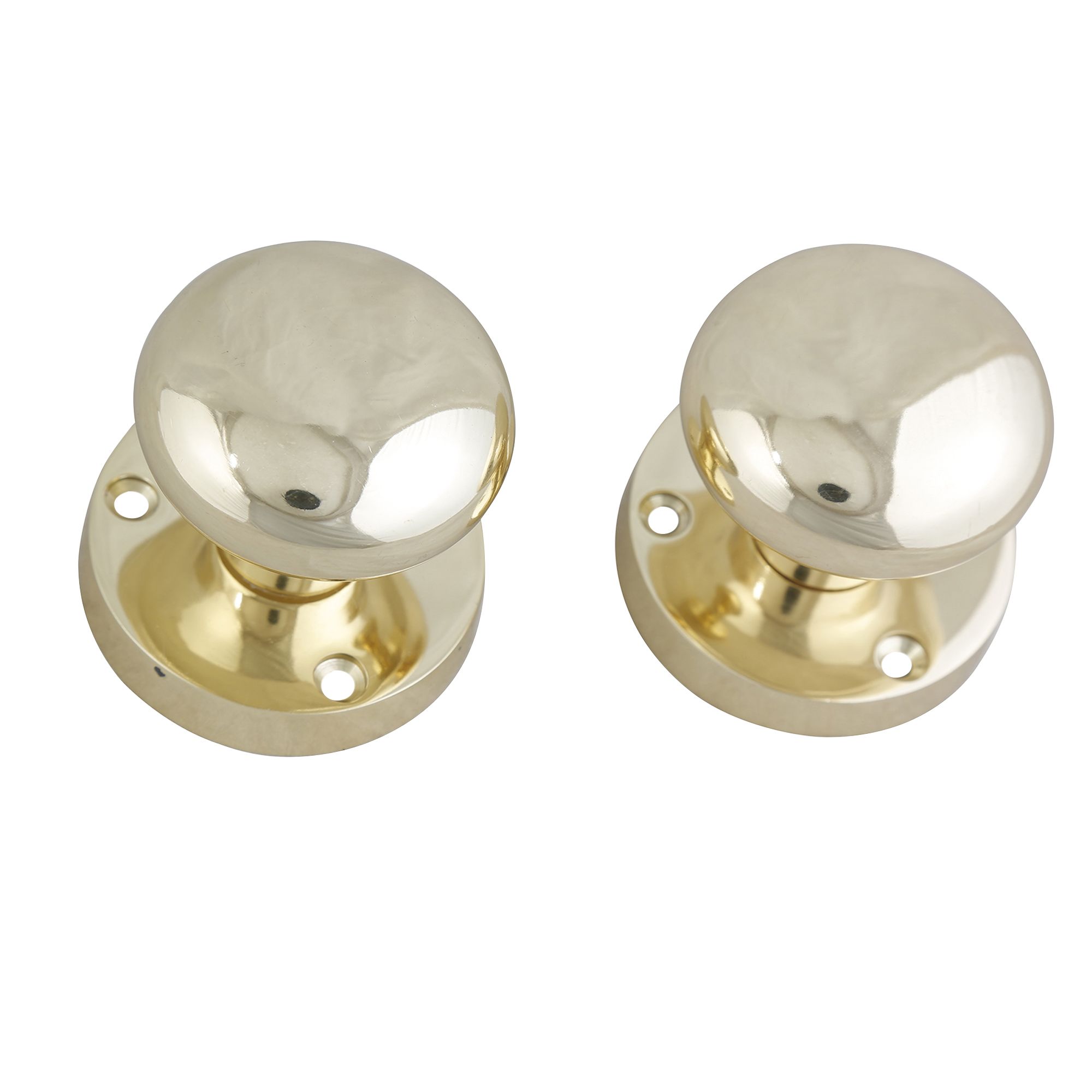 Polished Brass effect Zamac Round Door knob (Dia)59mm, Pair