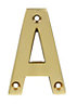 Polished Brass effect Zinc alloy Non self-adhesive House letter A, (H)75mm (W)47.4mm