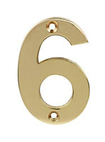 Polished Brass effect Zinc alloy Non self-adhesive House number 6/9, (H)75mm (W)45mm