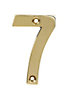 Polished Brass effect Zinc alloy Non self-adhesive House number 7, (H)75mm (W)46mm