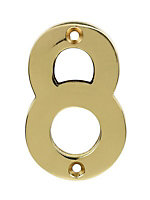 Polished Brass effect Zinc alloy Non self-adhesive House number 8, (H)75mm (W)47.6mm
