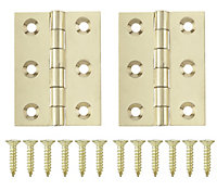 Polished Brass-plated Metal Butt Door hinge N162 (L)50mm, Pack of 2