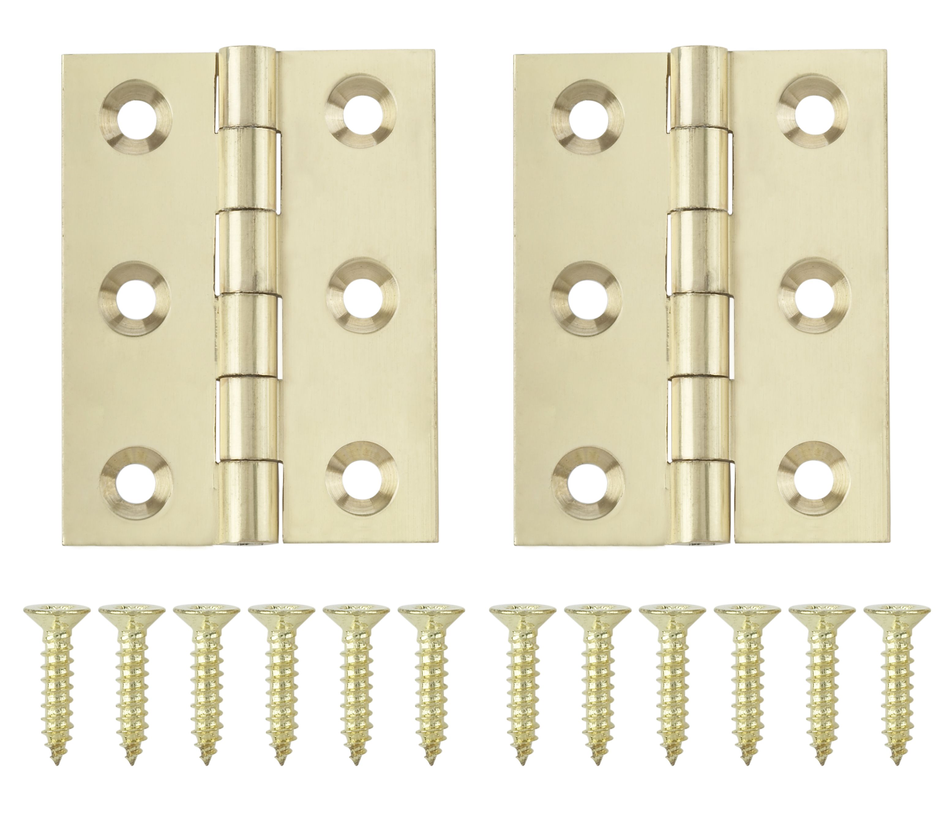 Polished Brass-plated Metal Butt Door hinge N162 (L)50mm, Pack of 2
