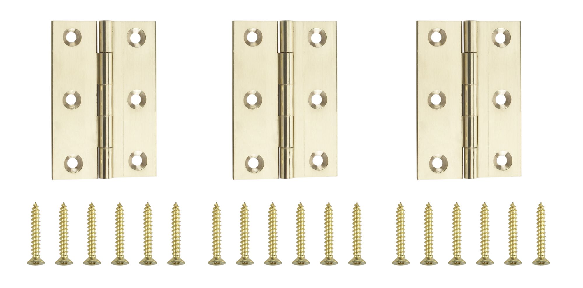 Polished Brass-plated Metal Butt Door hinge N162 (L)75mm, Pack of 3