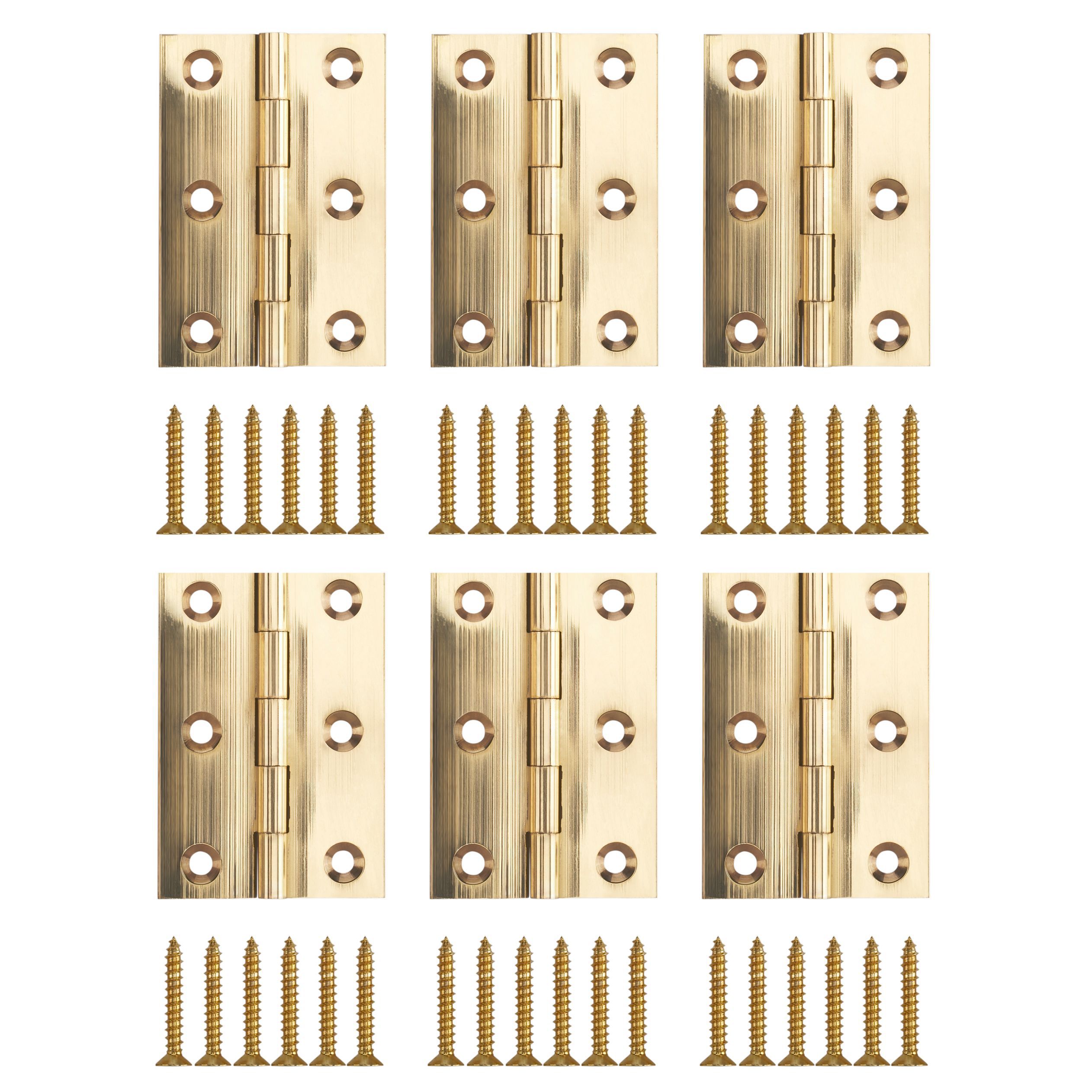Polished Brass-plated Metal Butt Door hinge N162 (L)75mm, Pack of 6