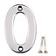 Polished Chrome effect Brass House number 0, (H)75mm (W)48mm