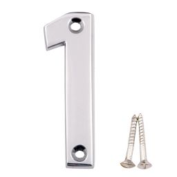 Polished Chrome effect Brass House number 1, (H)75mm (W)20mm