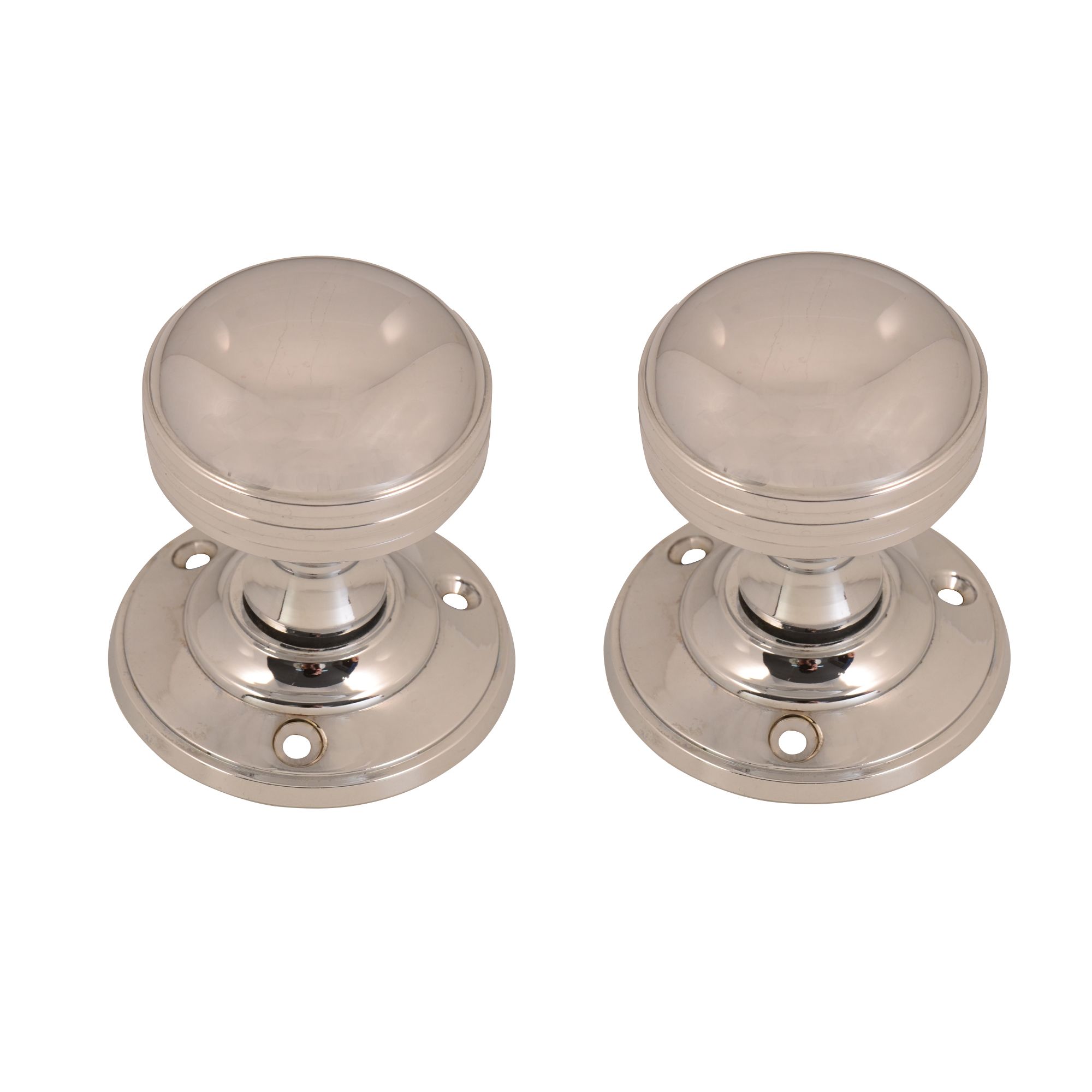 Polished Chrome effect Brass Round Door knob (Dia)53.7mm, Pair