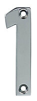 Polished Chrome effect Non self-adhesive House number 1, (H)75mm (W)18.5mm