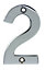 Polished Chrome effect Non self-adhesive House number 2, (H)75mm (W)46mm