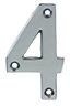Polished Chrome effect Non self-adhesive House number 4, (H)75mm (W)47mm