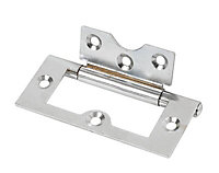 Polished Chrome effect Steel Flush Door hinge 14942 (L)76mm, Pack of 2