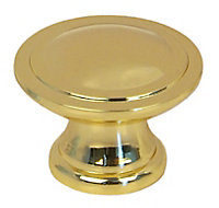 Polished Zinc alloy Brass effect Round Furniture Knob (Dia)34.3mm