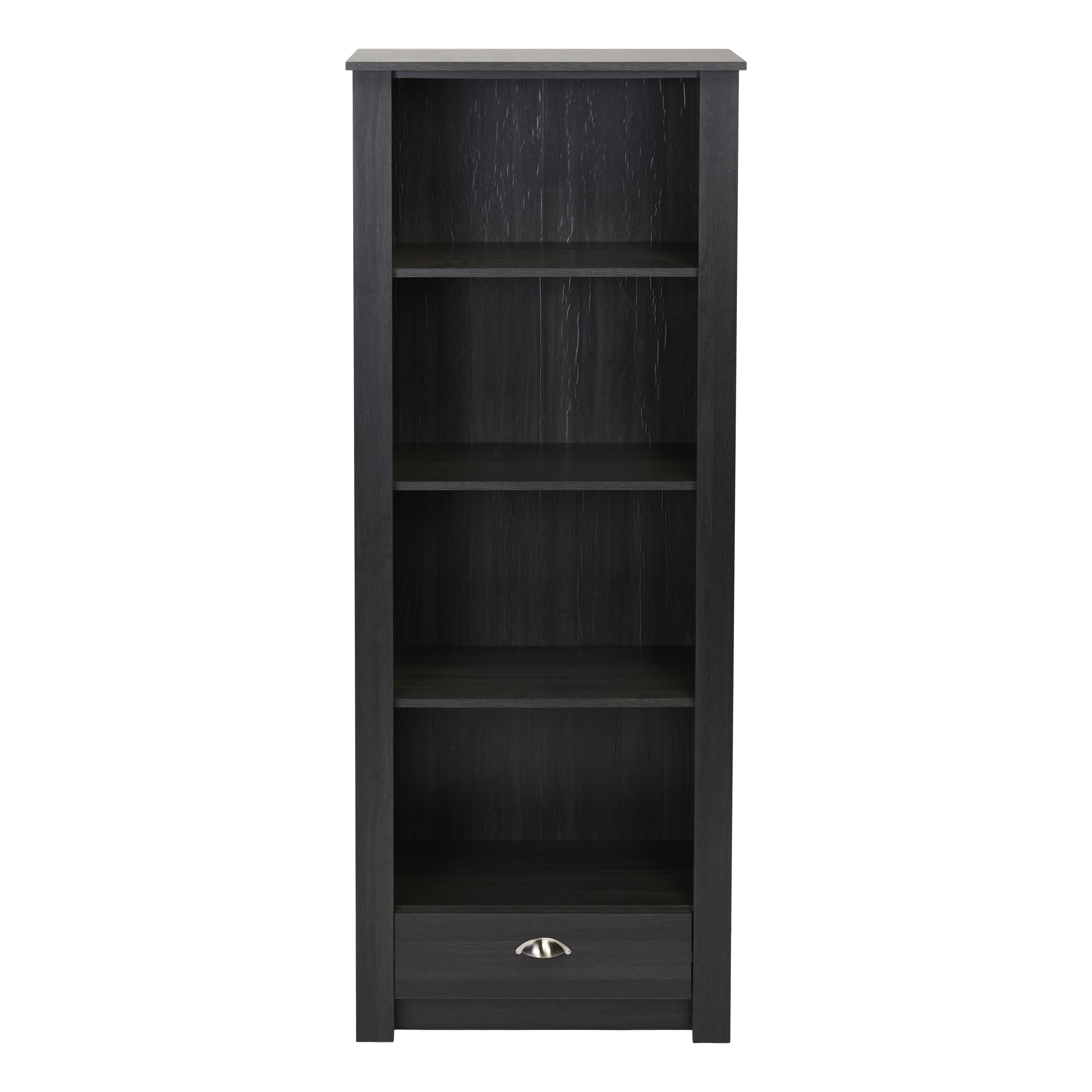 Porthchapel Matt black 1 compartment 4 Shelf Freestanding Rectangular Bookcase (H)1823mm (W)718mm (D)328mm