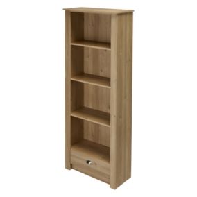 Porthchapel Matt oak effect 1 compartment 3 Shelf Freestanding Rectangular Bookcase (H)1823mm (W)718mm (D)328mm