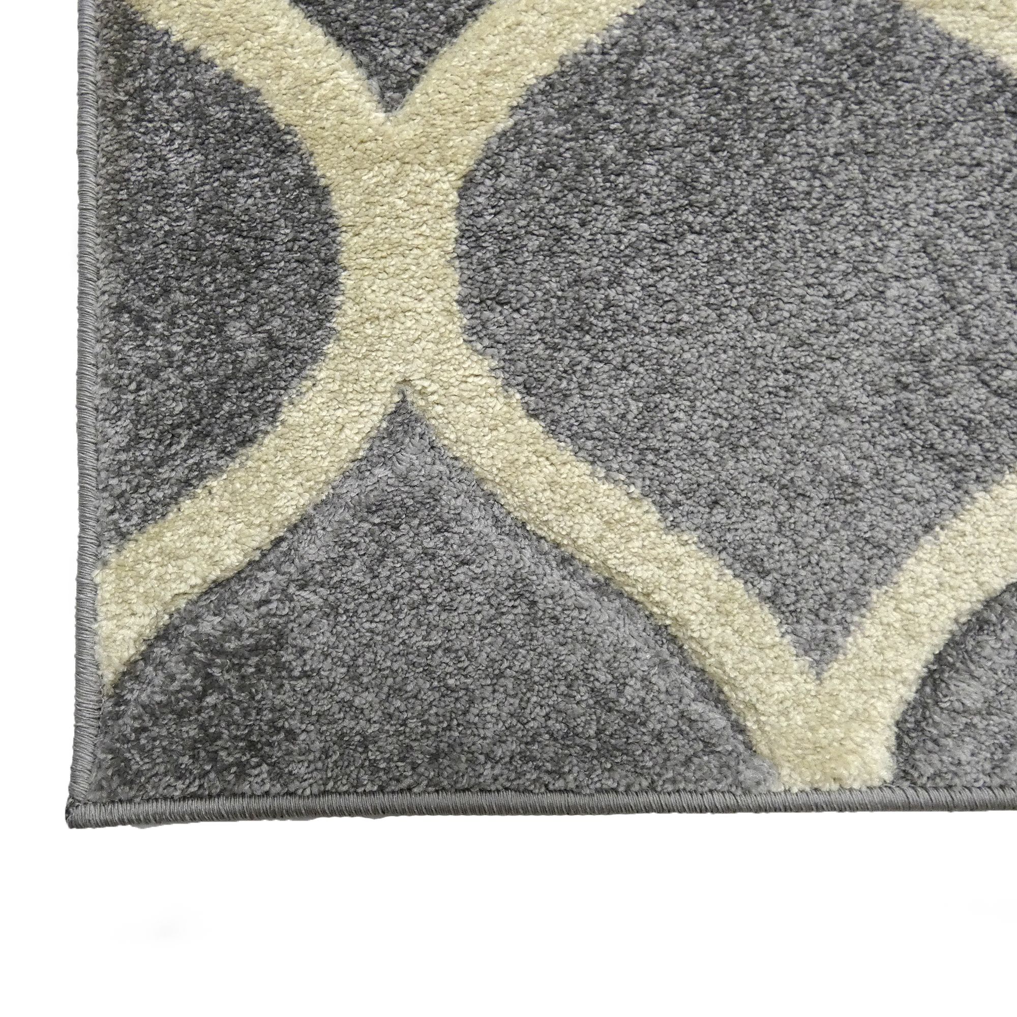 Portland Grey & White Geometric Rug 170cmx120cm