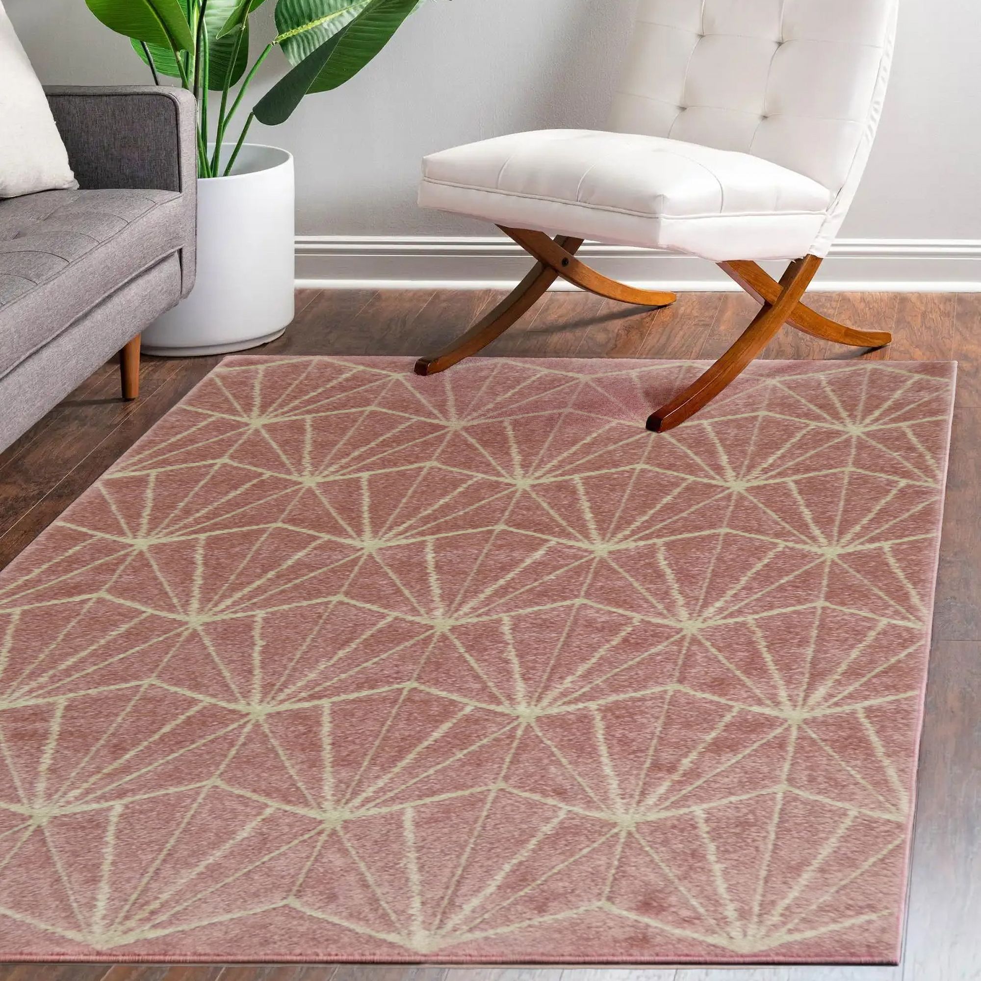 Portland Pink Geometric Rug 170cmx120cm