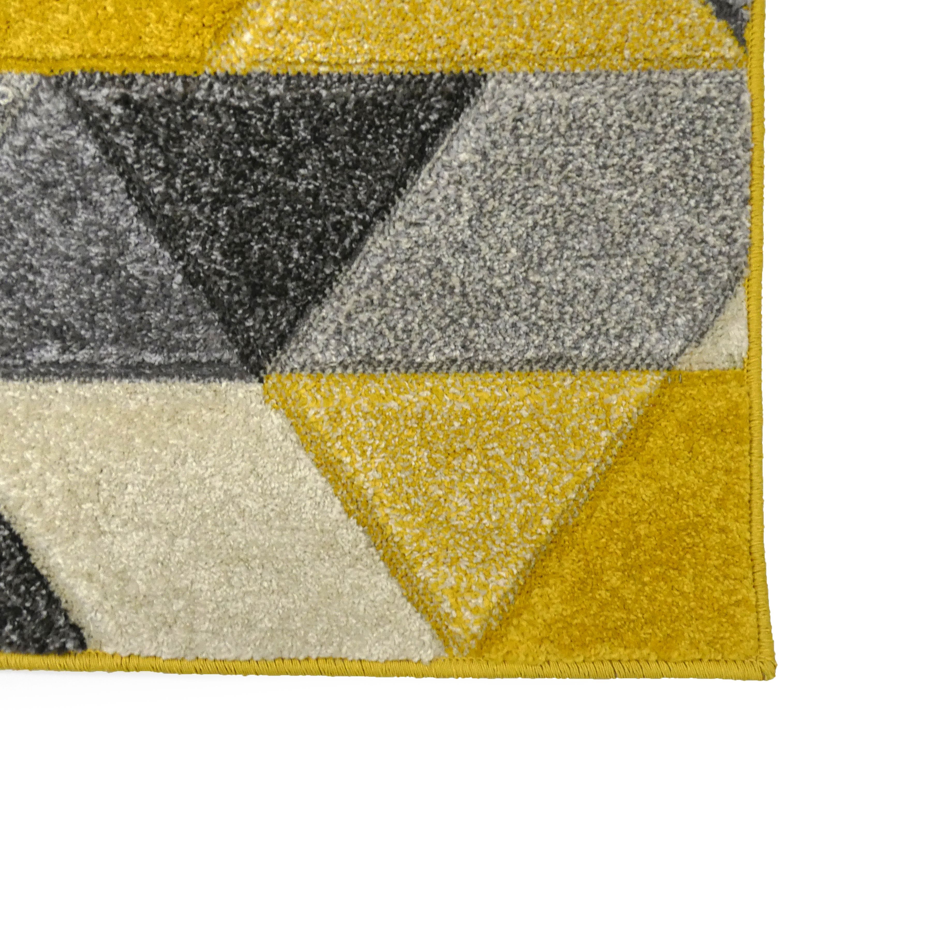 Portland Yellow & Grey Geometric Rug 150cmx80cm