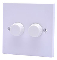 Power Pro White Raised profile Double 1 way Dimmer switch