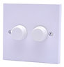 Power Pro White Raised profile Double 1 way Dimmer switch