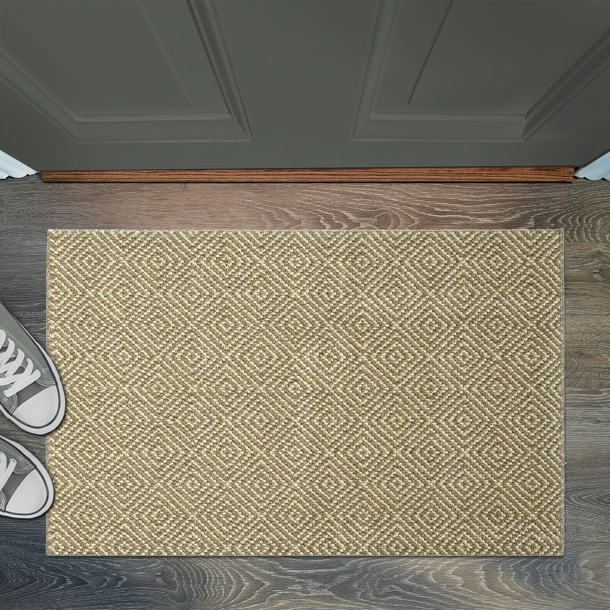 Prague Beige Diamond Heavy duty Mat, 90cm x 57cm