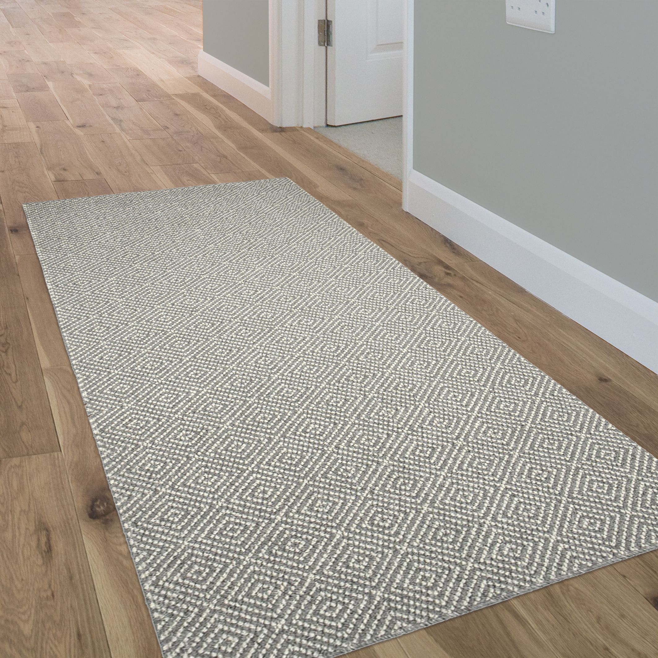 Prague Grey Diamond Heavy duty Mat, 180cm x 67cm