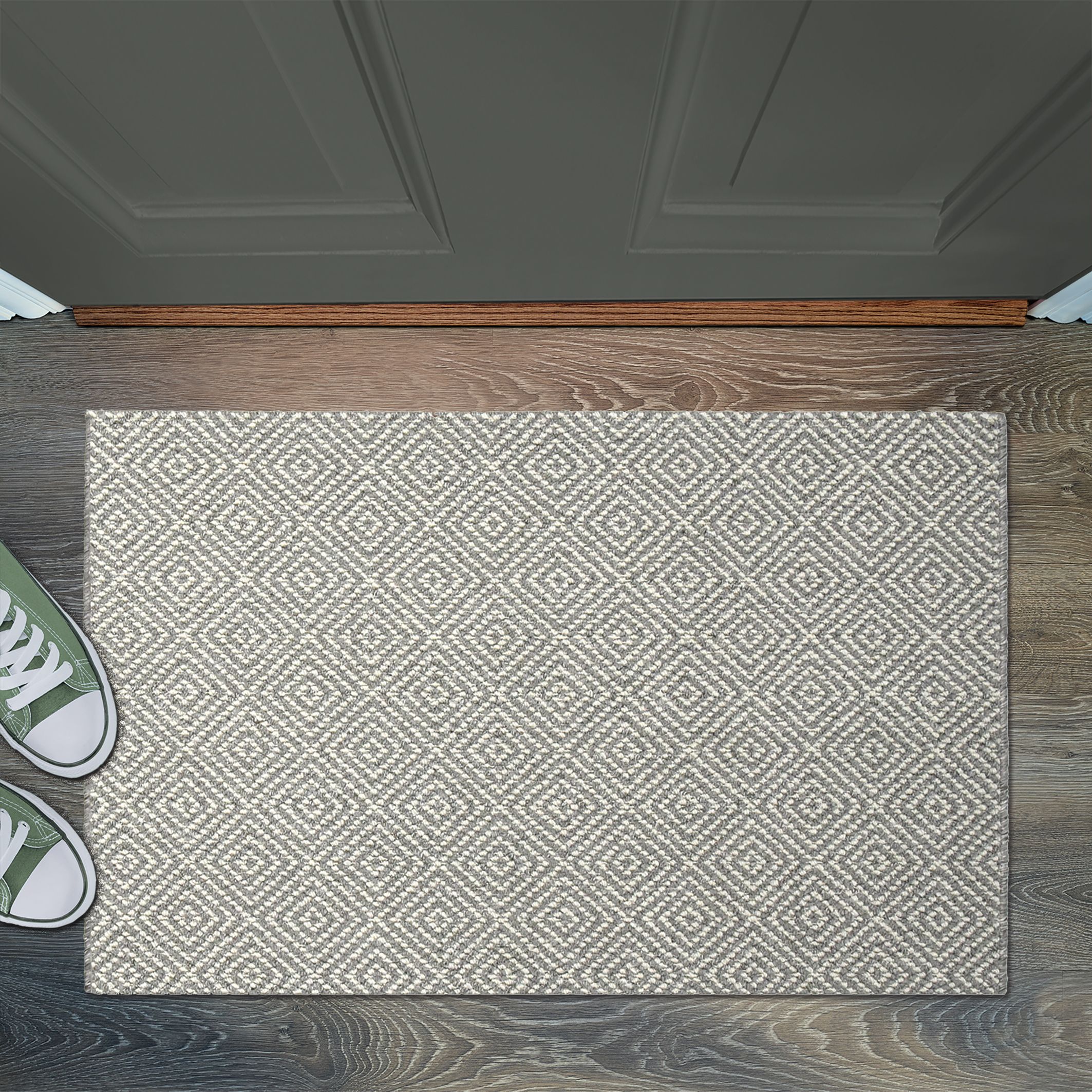 Prague Grey Diamond Heavy duty Mat, 90cm x 57cm