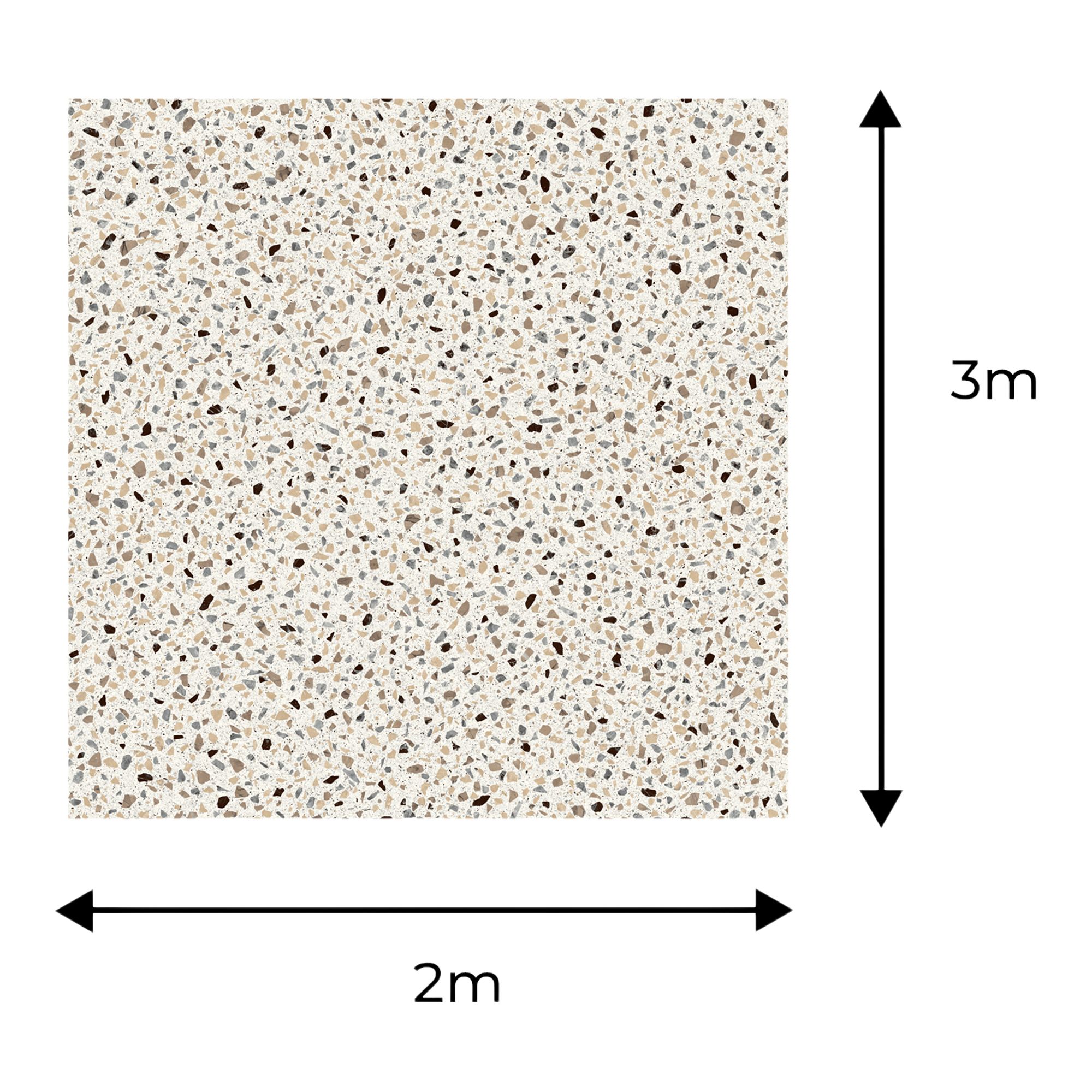 Precut Beige Terrazzo Stone effect Sheet vinyl, 6m²