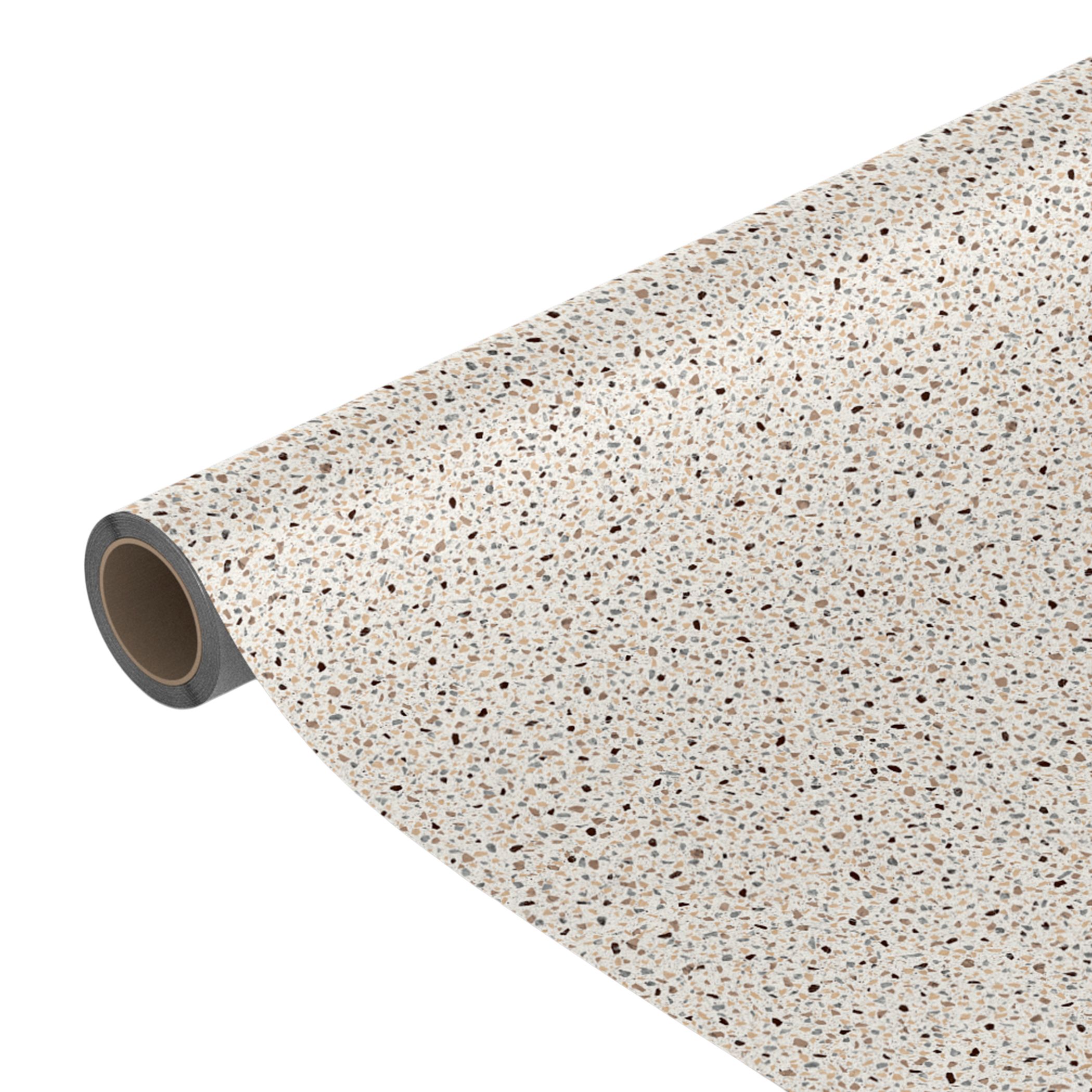 Precut Beige Terrazzo Stone effect Sheet vinyl, 6m²