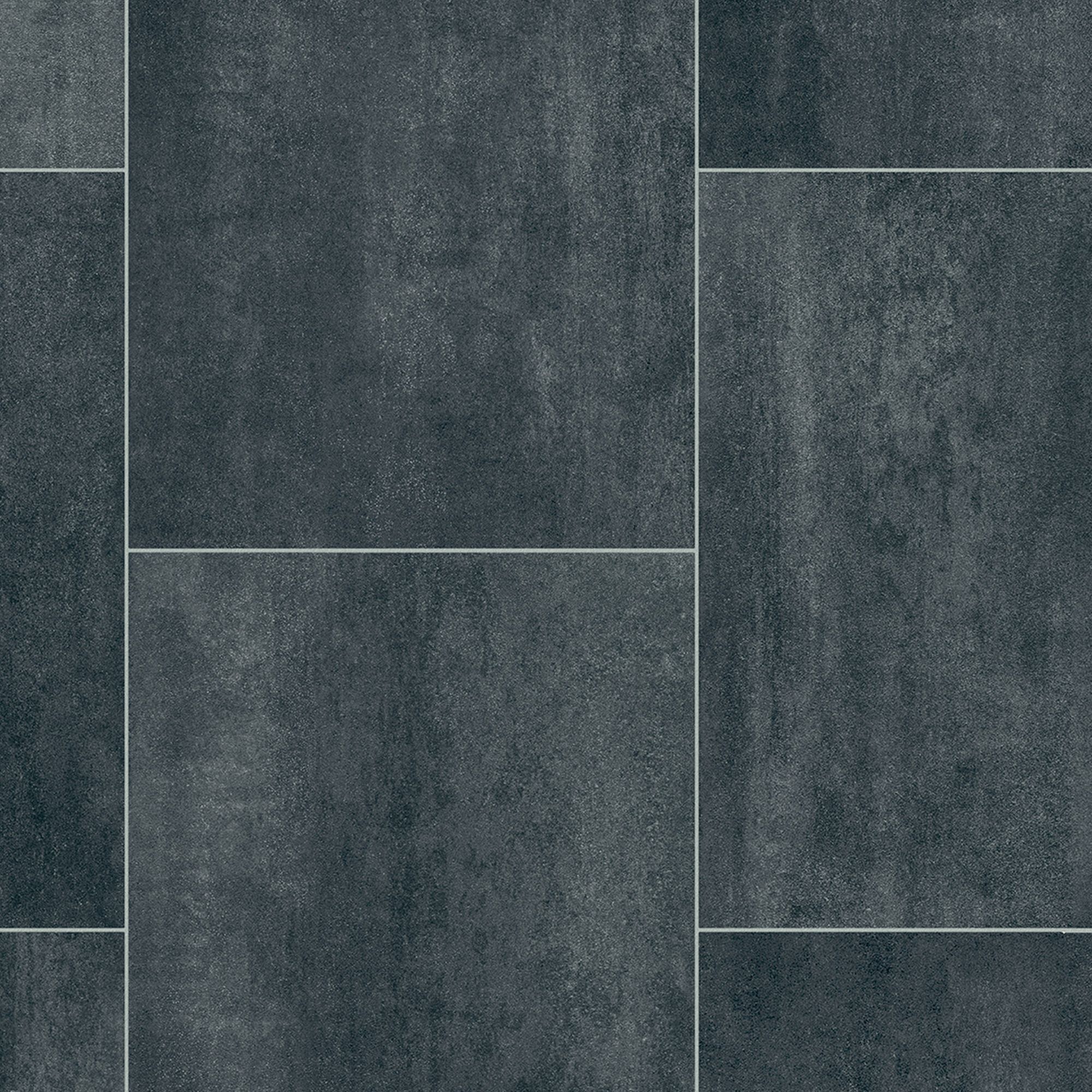Precut Dark grey & blue Slate Tile effect Sheet vinyl, 6m²