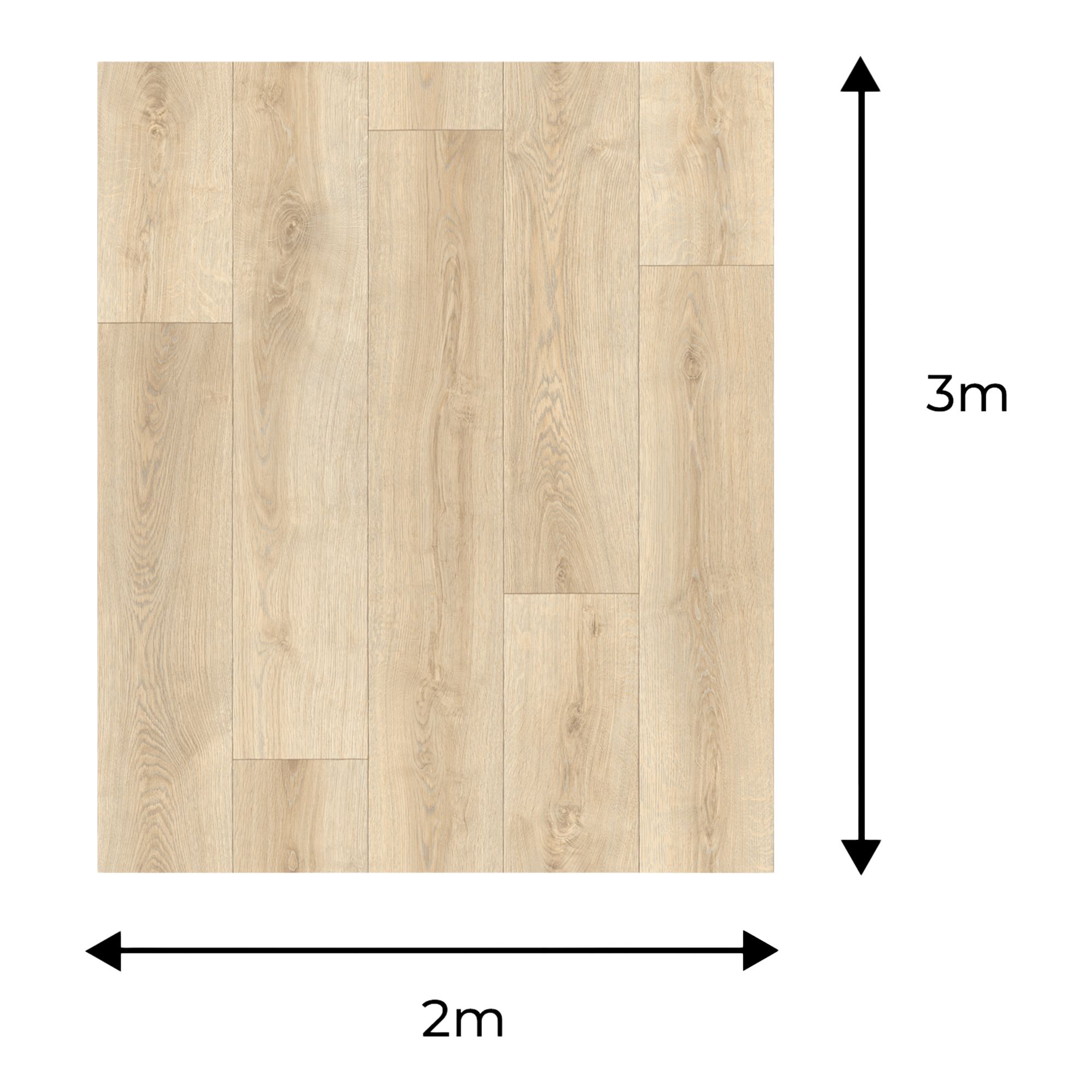 Precut Natural Oak plank effect Sheet vinyl, 6m²