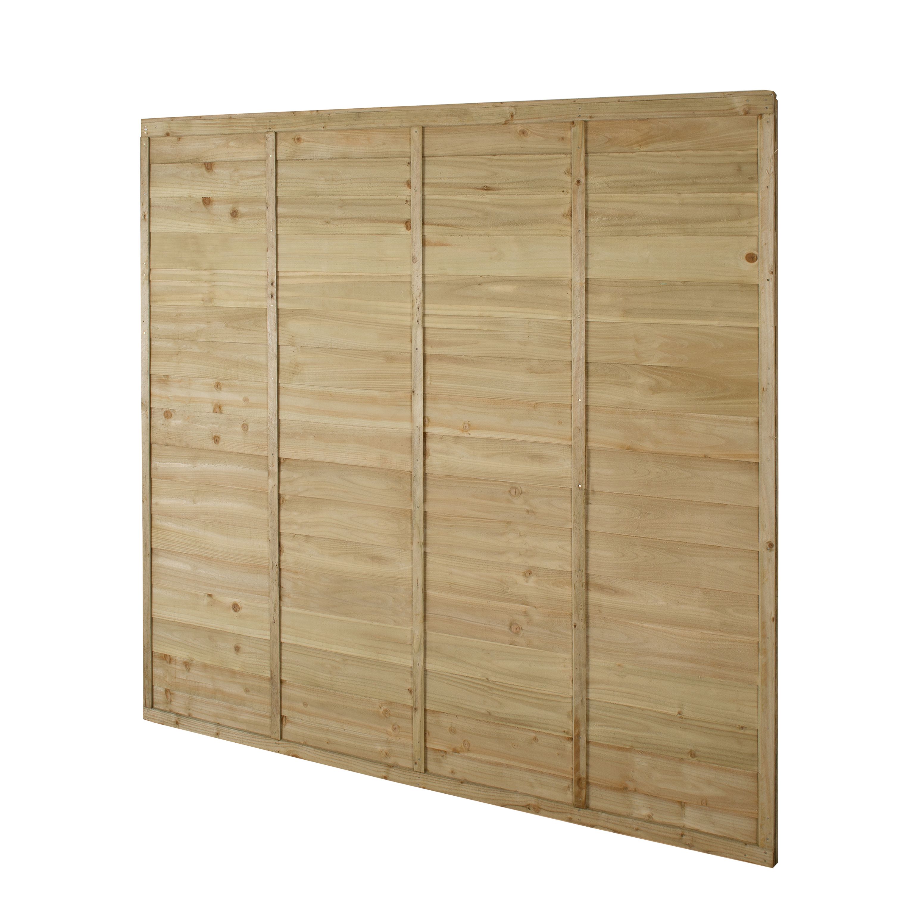 Premier Overlap Lap Pressure treated 6ft Wooden Fence panel (W)1.83m (H)1.83m, Pack of 4