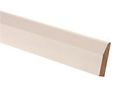 Primed White MDF Chamfered Skirting board (L)2.1m (W)69mm (T)14.5mm