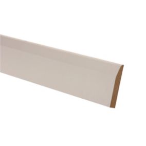 Primed White MDF Chamfered Skirting board (L)2.4m (W)94mm (T)14.5mm, Pack of 4
