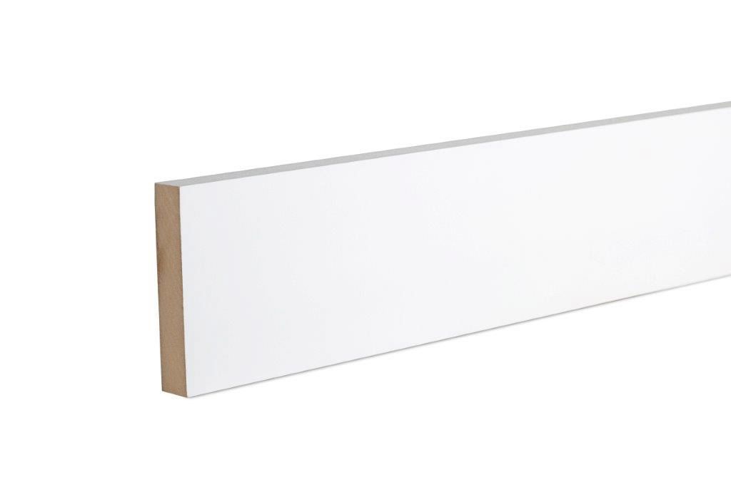 Primed White MDF Square edge Skirting board (L)2.4m (W)94mm (T)18mm
