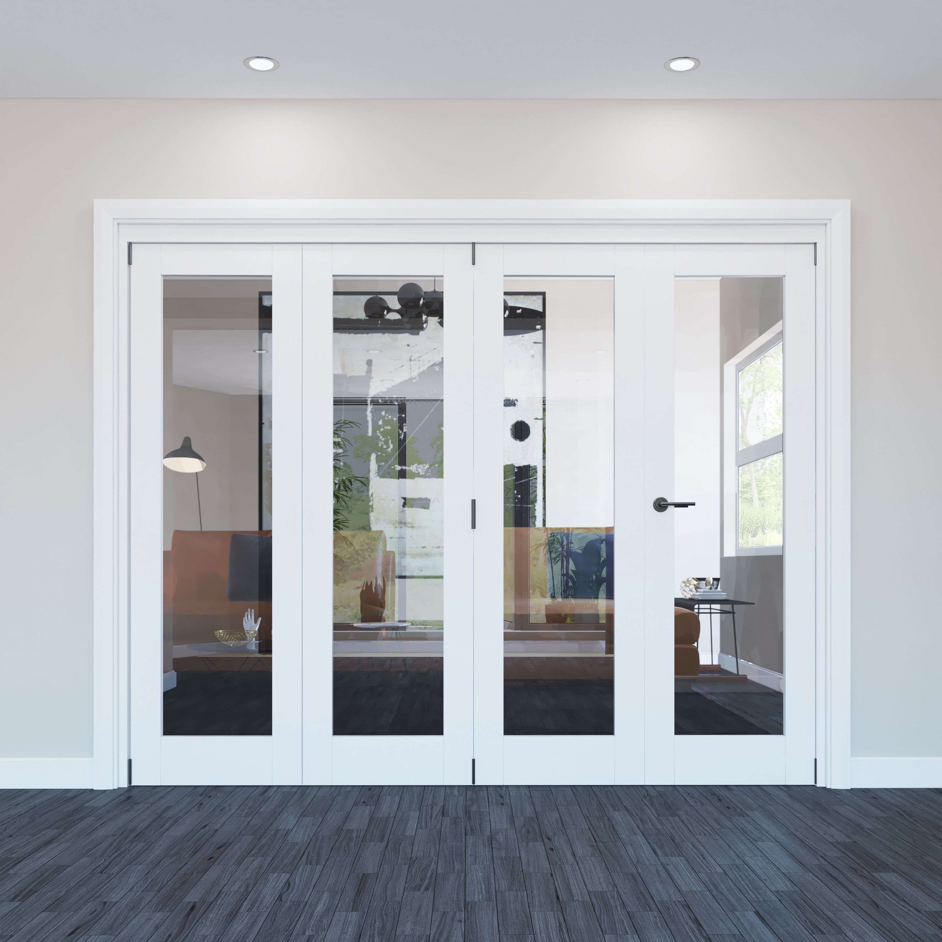 Primed White Softwood Internal Bi-fold Door set, (H)2060mm (W)2209mm