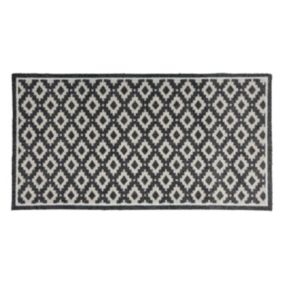 Primeur Plaza Grey & White Geo Large Runner, (L)120cm x (W)65cm